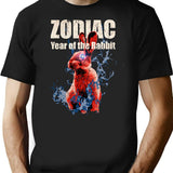 Zodiac Rabbit Bootleg Graphic T-Shirt - Black