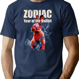 Zodiac Rabbit Bootleg Graphic T-Shirt - Navy