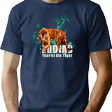 Zodiac Tiger Bootleg Graphic T-Shirt - Navy