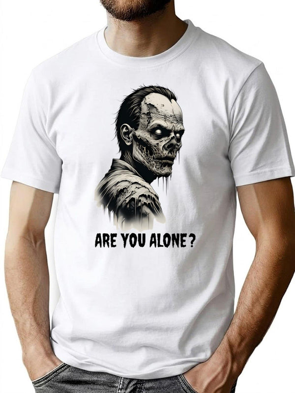 Zombie - Are You Alone T-Shirt - Retro Graphic Tee for Men & Women - White