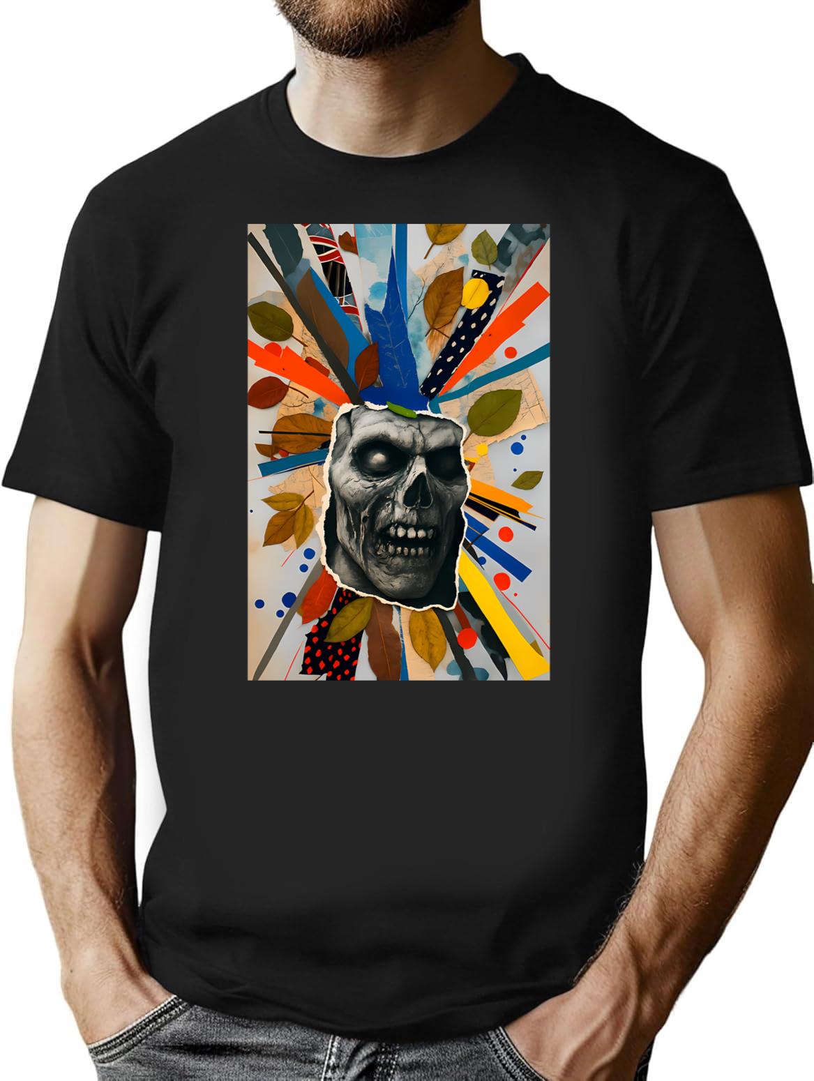 Zombie Collage - Undead Collage T-Shirt - Retro Graphic Tee for Men & Women - Black