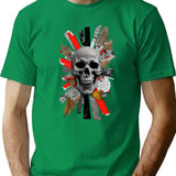 Zombie - Skull Collage T-Shirt - Retro Graphic Tee for Men & Women - Green